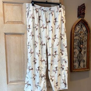 Aerie Cindy Lou Cream Flannel Pajama Pants with Animal Print Size XXL
